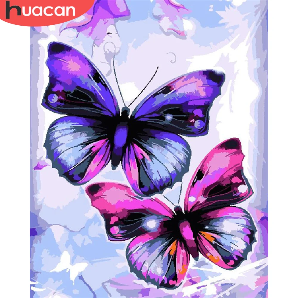 HUACAN DIY Pictures By Number Butterfly Kits Painting By Numbers Animal Ręcznie Malowane Obrazy, Artystyczna Grafika Na Płótnie Home Decor