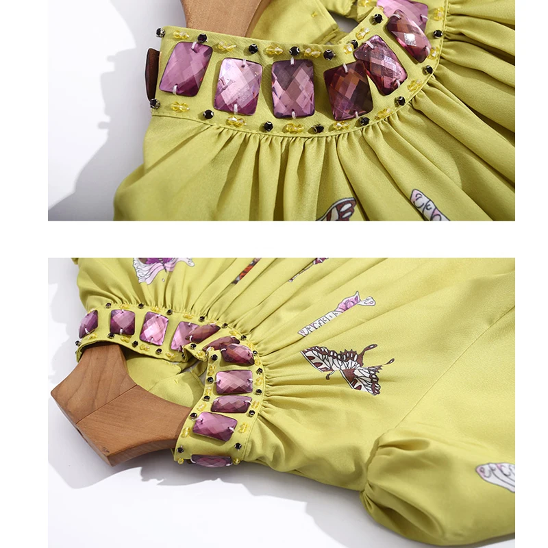 2021 nowy projekt spodnie damskie zestawy perły damska bluzka + drukowane spodnie 2 szt. zestawów żółty