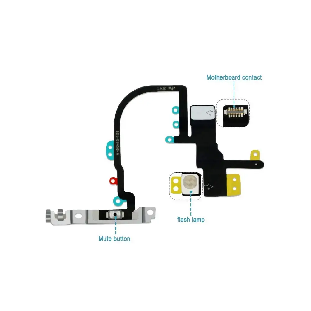 Przycisk Zasilania Wł/Wył Przełącznik lampy Błyskowej, Mikrofonu Elastyczny Kabel Z Wspornikami Części Zamienne do iPhone X XR XS XS MAX