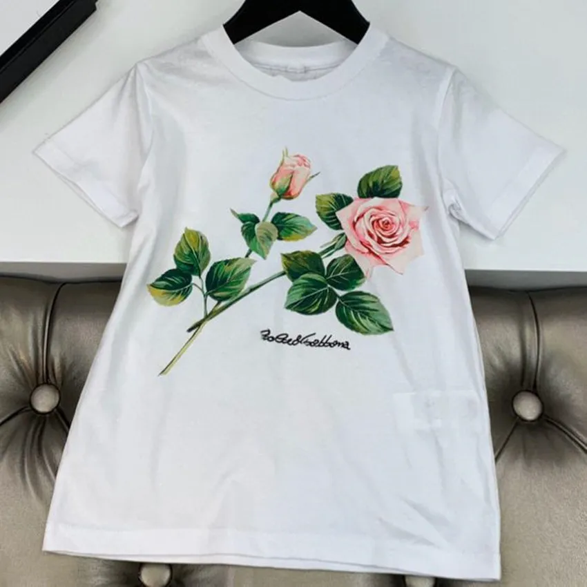 Baby girl summer vintage flower printed t-shirt women short sleeve top cotton tees