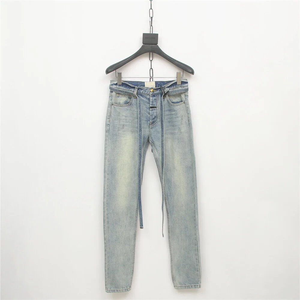 2020 Nowa Szósta kolekcja Męskie 6-e Jeans Mężczyźni Kobiety Luźny Krój Hip-Hop Duża Kieszeń Wyblakłe Umyte męskie Szare Jeansowe Spodnie