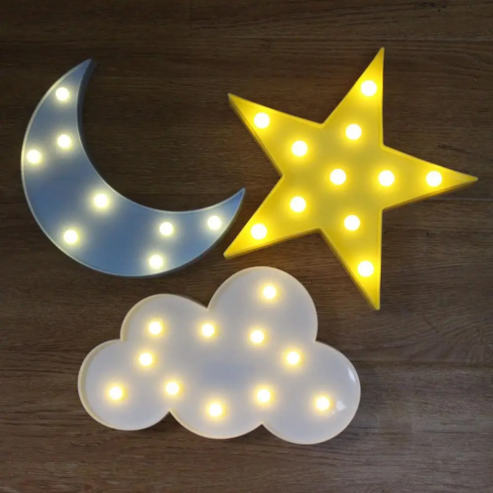 Twórczy, Uroczy, Piękny Cloud Star Moon LED 3D Star Night Light dla Dzieci Prezent Zabawki Sypialnia Główna Salon Oświetlenie Wewnętrzne Lampy Wystrój