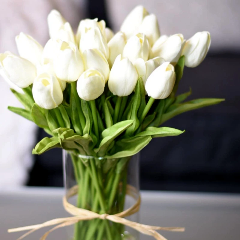 1-5SZT Tulipan Sztuczny Kwiat Real Touch Sztuczne Bukiet Fałszywy Kwiat na Wesele Dekoracja Kwiaty Home Garen Decor