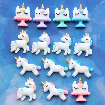 10szt Unicorn Party DIY Handmade Akcesoria Birthday Party Decorations Kids Resin Unicorn Cake Topper Cakecup for Baby Shower-S