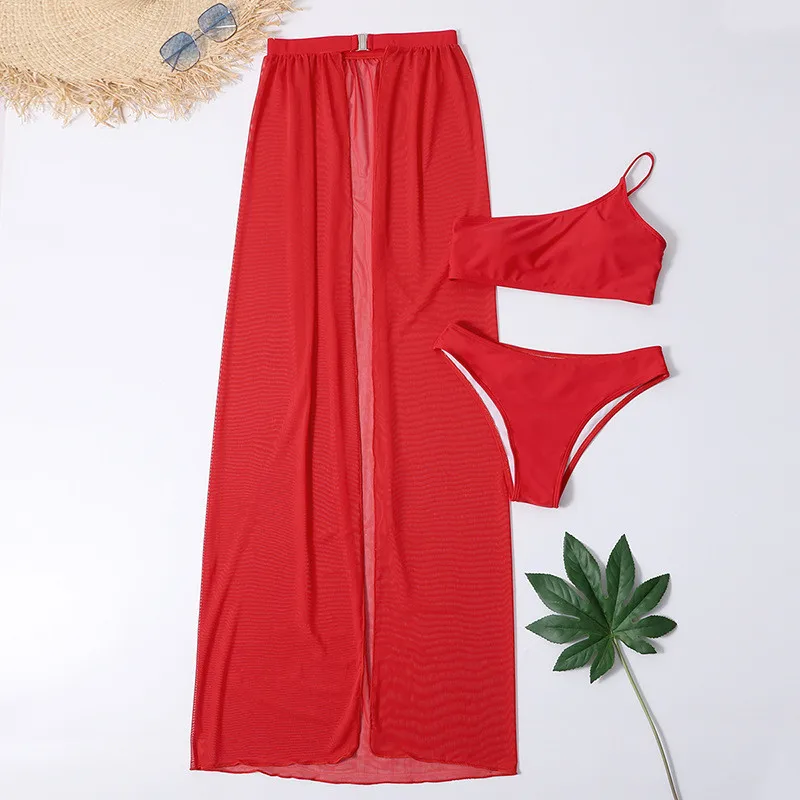 3 Szt. Komplet Bikini Z Przykrywką strój Kąpielowy Dla kobiet, stroje Kąpielowe Długa Spódnica Mujer Projektant Luksusowy Kostium Kąpielowy
