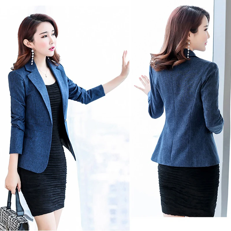 Kobiecy strój Koreański Styl Biuro Lady Elegancki Cienki Mały Garnitur, Płaszcz Nowy 2020 Wiosenna moda Jeden przycisk Damskie Żakiety Kurtki