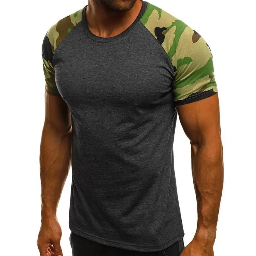 Męska Koszulka Letni Top Trójniki Kamuflażu drukowany t-Shirt Casual wokół Szyi Koszulki Z Krótkim Rękawem Siłownia Sportowe Topy Odzież Męska
