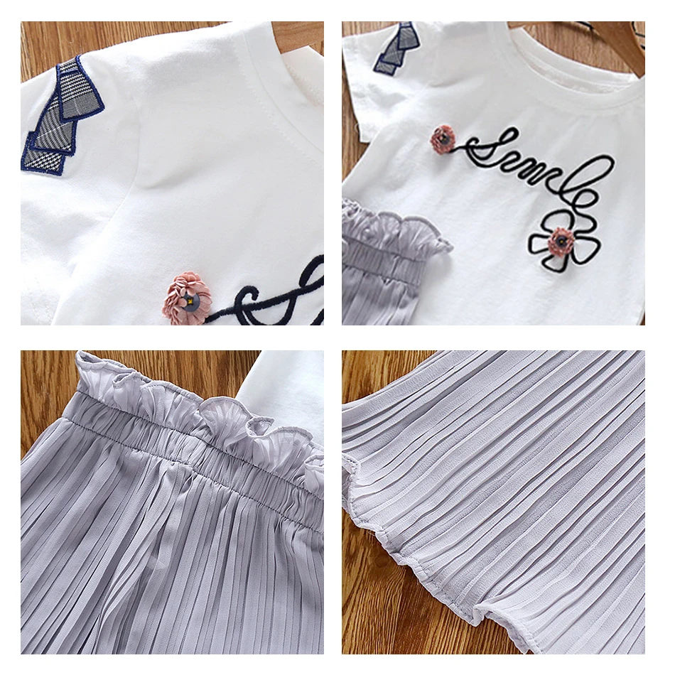 Odzież dziecięca 2020 Letnia Odzież dla Dziewczynek Koszulka+Szyfonowe spodnie Strój Dziecięcy Strój Sportowy strój Sportowy dla dziewcząt Zestawy ubrań