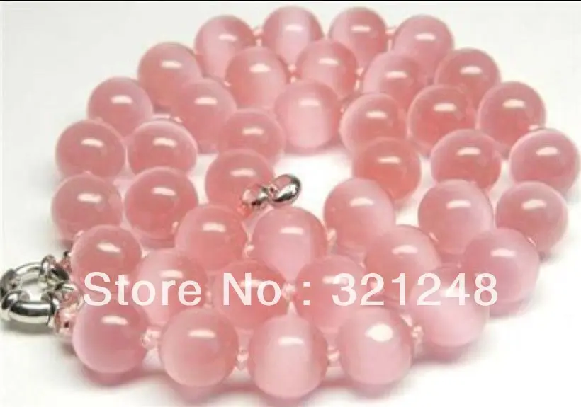 Darmowe zakupy nowy diy Piękny !10 mm Różowy Opal Meksykański kocie oko Naszyjnik 18