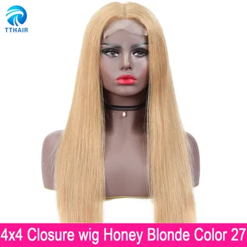 Ombre Human Hair Wig Burgundy Lace Front Wig Human Hair Wigs 13x4 Honey Blonde Wig 4x4 Closure Wig Straight Brazylijskiego Remy 150%