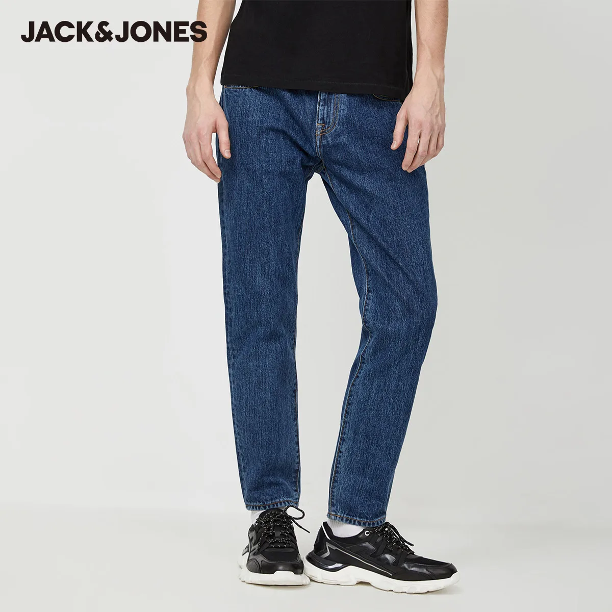 JackJones Męskie Bawełna Wzór Problematyczne Slim Fit Casual Stretch Jeans|220132553