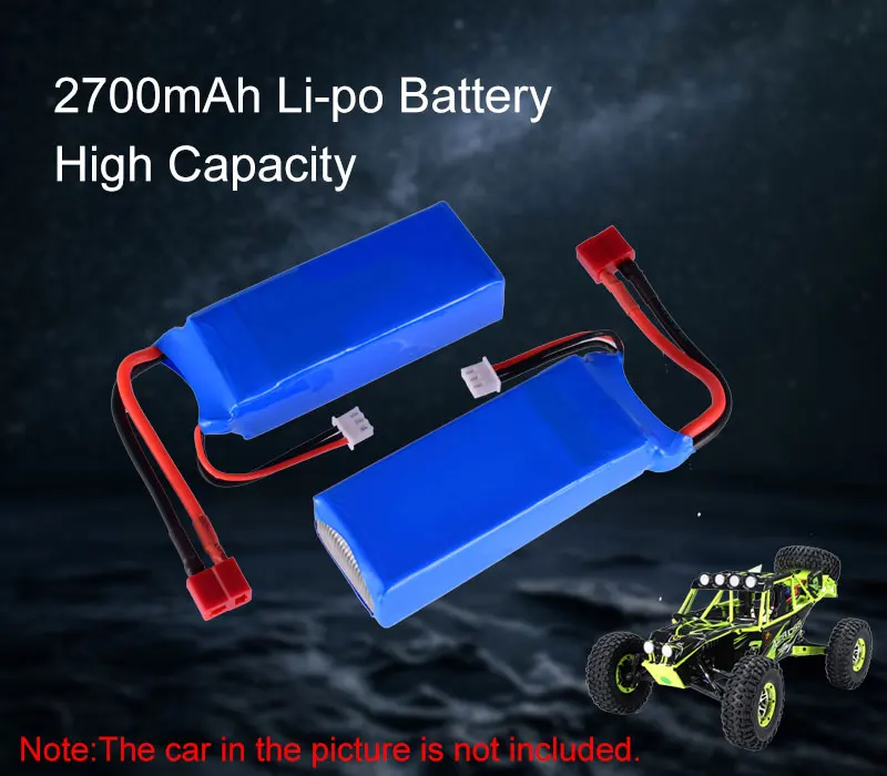 2szt ZOP Power 7.4 V v 2700mah 20C 2S Lipo Akumulator z T Wtyczką zamiennik Dla Wltoys 10428-A 10428-B 10428-B2 1/10 RC Gąsienicowy pojazd