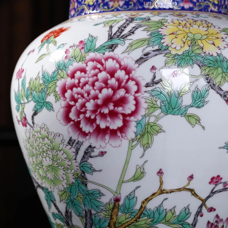 Jingdezhen Ceramiczne antyczne pion pastel wspólny zbiornik zbiornik do przechowywania z pokrywą domowe chińskie ozdoba salonu