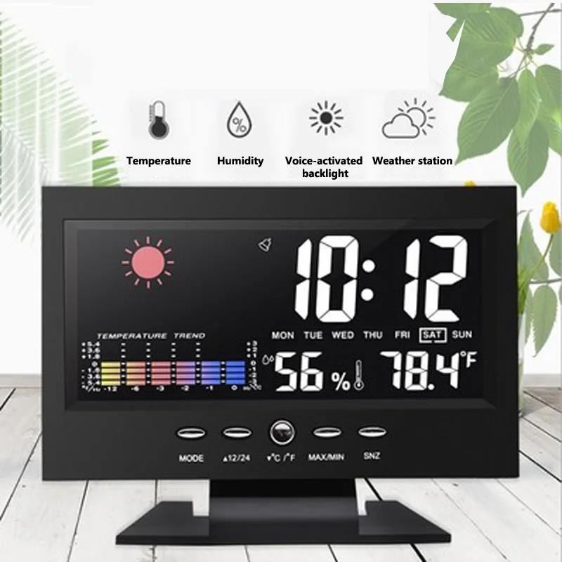 Cyfrowy LED Monitor Temperatury I Wilgotności stacja pogodowa Prognoza Tenis Budzik Elektroniczny Zegar, Funkcja Powtarzania