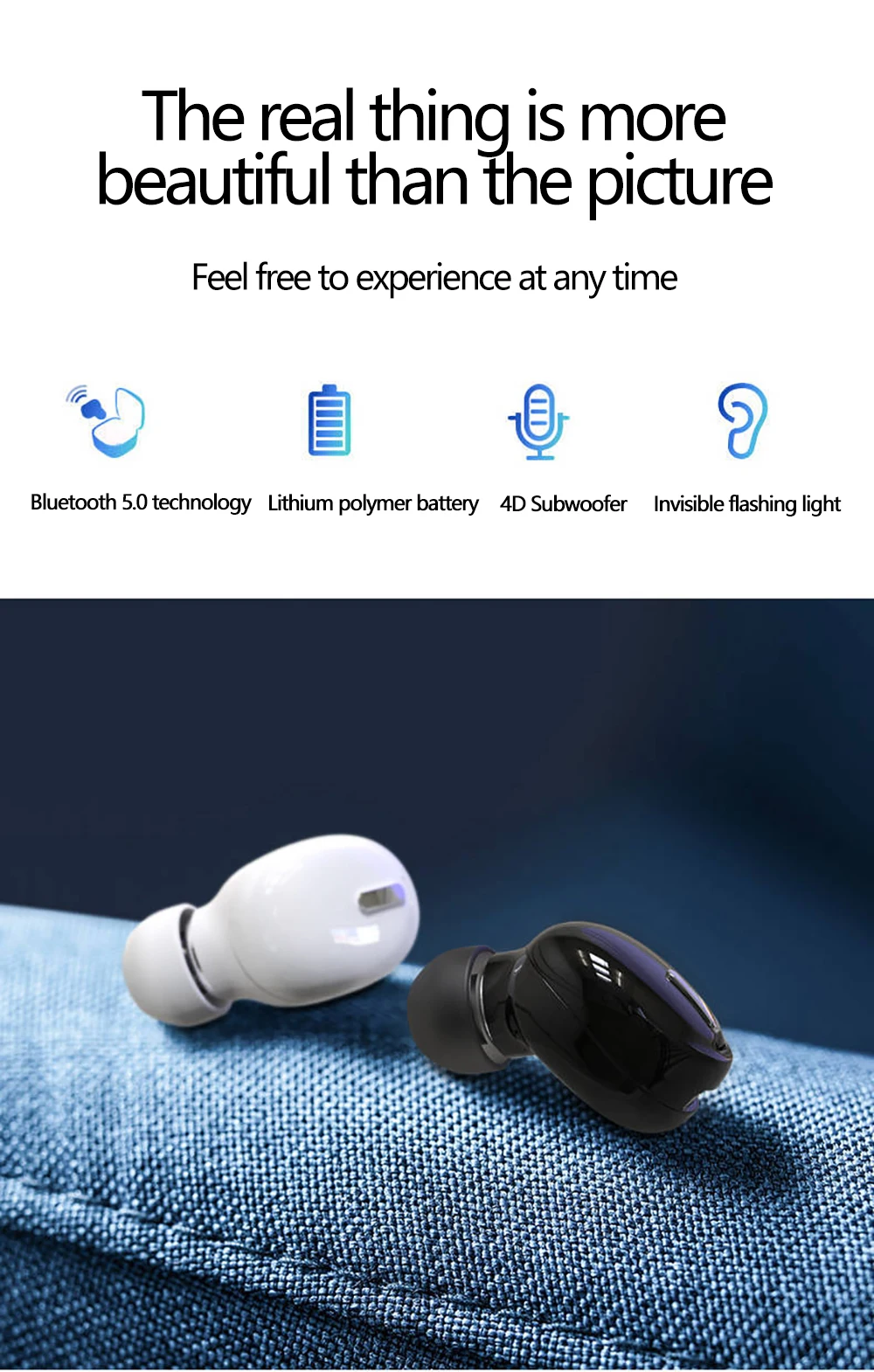 Mini Douszne Bezprzewodowe Bluetooth kompatybilne Słuchawki 5.0 Słuchawki HiFi Słuchawki Sportowe, Słuchawki, zestawu Głośnomówiącego Słuchawki Xiaomi Huawei Samsung