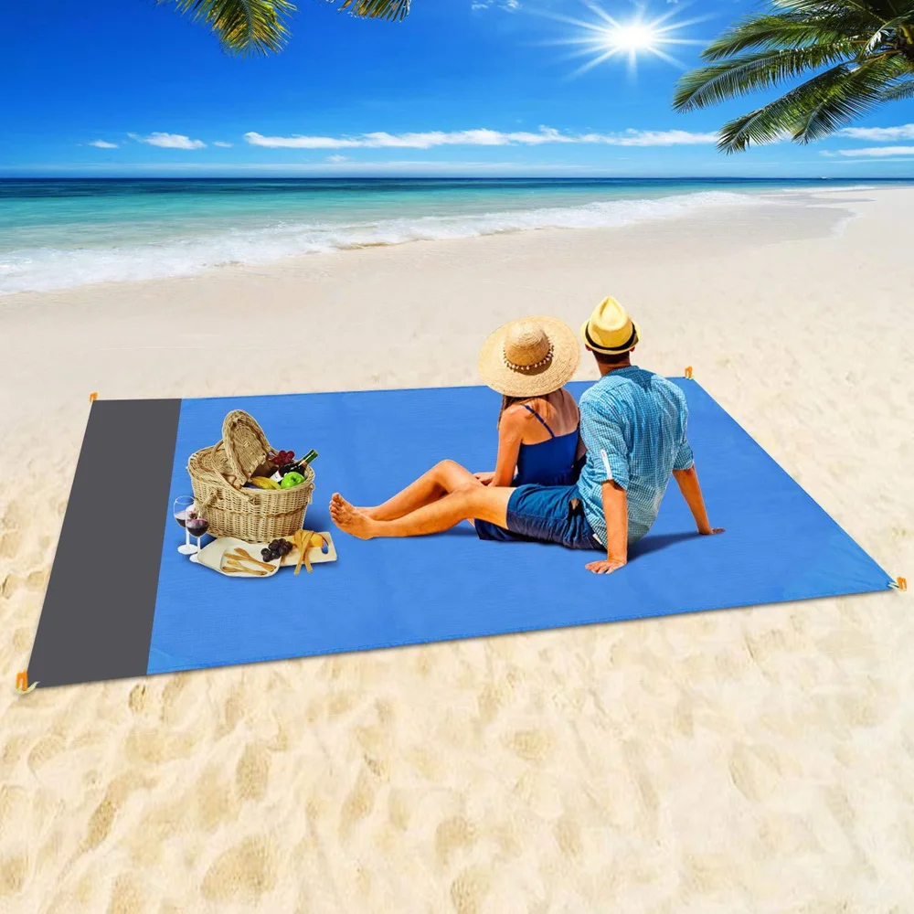 Duże Ręczniki Plażowe Maty Anty-Piasek-bezpłatna Plaża, Anty-Piasek Plażowy Koc Przewymiarowane Przewodnik Piknik 4 Kotwica Wiatr Zapobiec Piasek Dowód