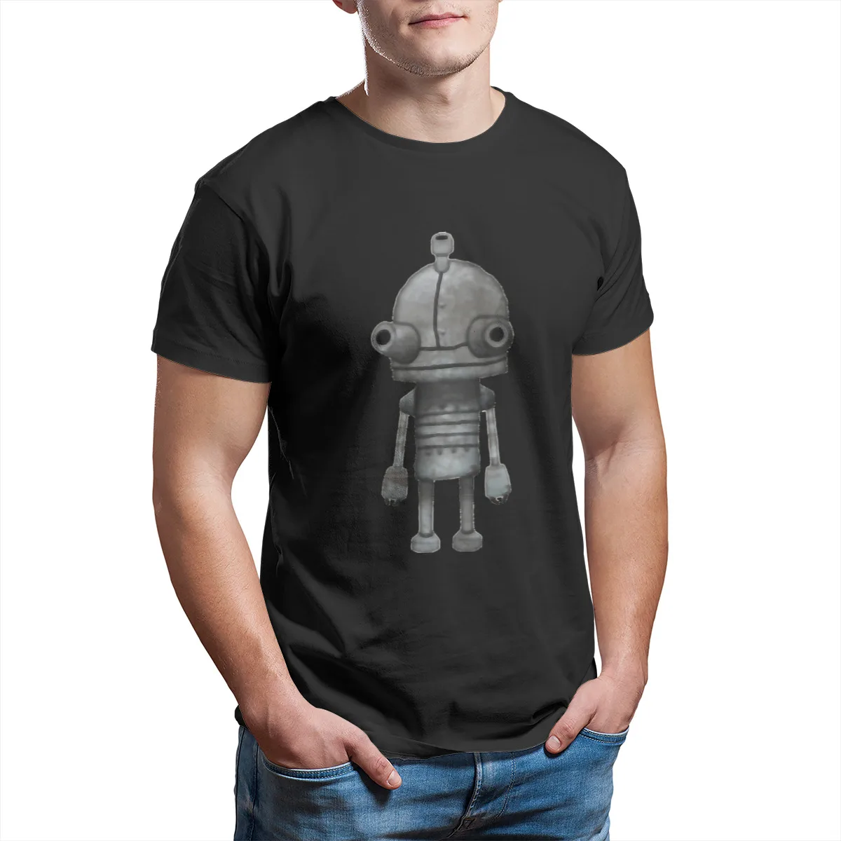 Mały Robot O Neck T-Shirt Machinarium Amanita Design Samorost Game Tkanina Klasyczna Koszulka Męska Odzież Indywidualność Puszyste