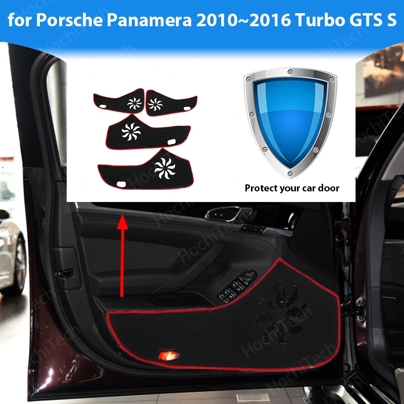 Boczna krawędź pokrywy kalkomania Drzwi Wewnętrzne Zabezpieczenie Straży Ochronny Dywan dla Porsche Panamera 2010~2016 Turbo S Car Door Anti Kick Pad Naklejka