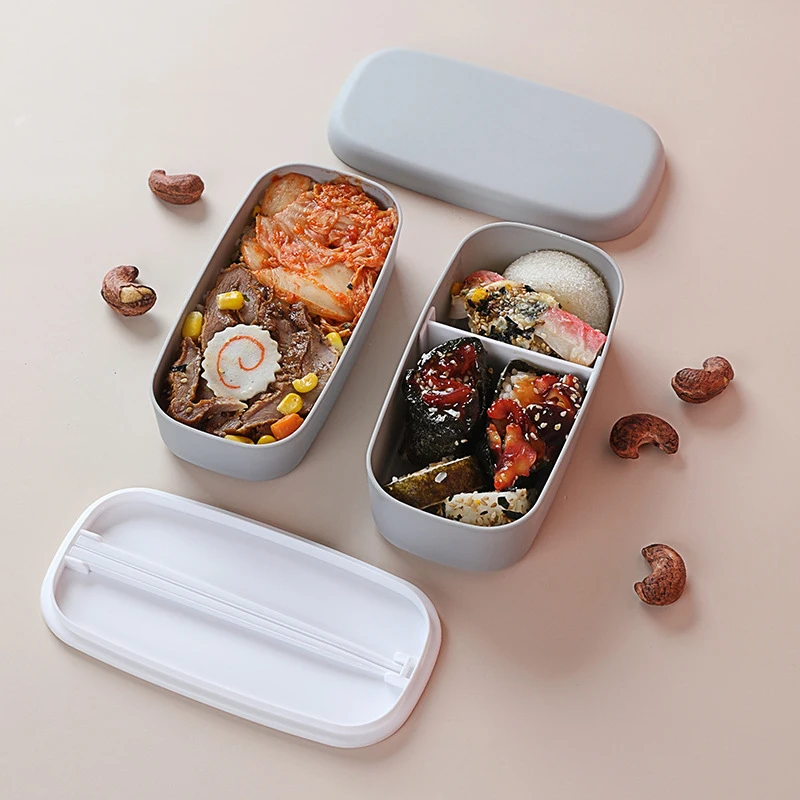 2 Warstwy Lunch-Box Ekologiczny Bento-Box Pojemnik Żywności Kuchenka Mikrofalowa Lodówka Przenośna Przybory Szkolne Biuro Lunch-Box