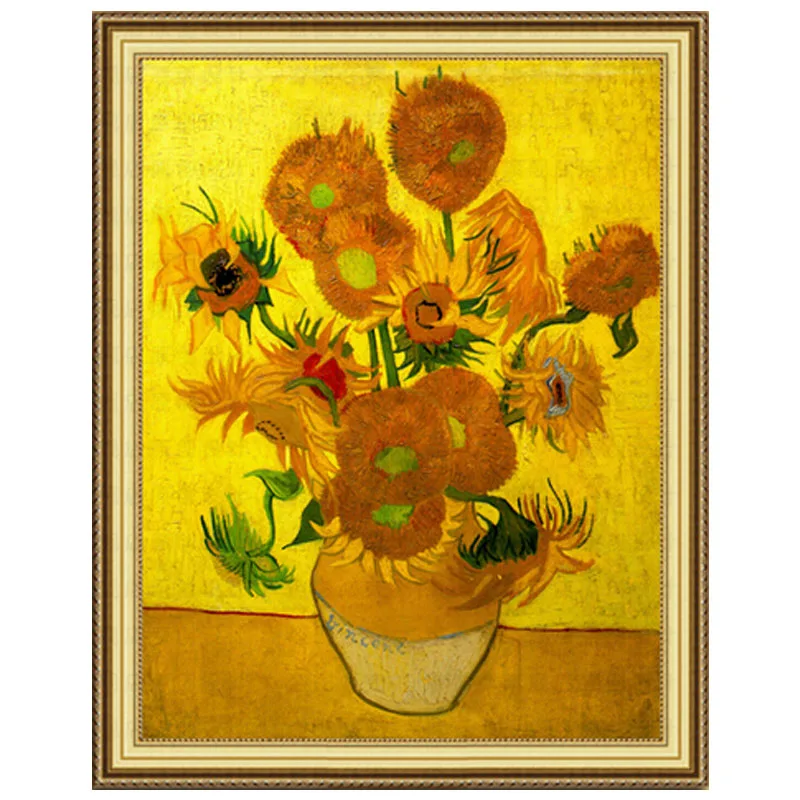 Złoty Panele,Rękodzieło,Haft,DIY Kwiat, Malarstwo,Haft Krzyżem,zestaw,11ct Van Gogh sunflower Cross-stitch,Zestawy Do haftu