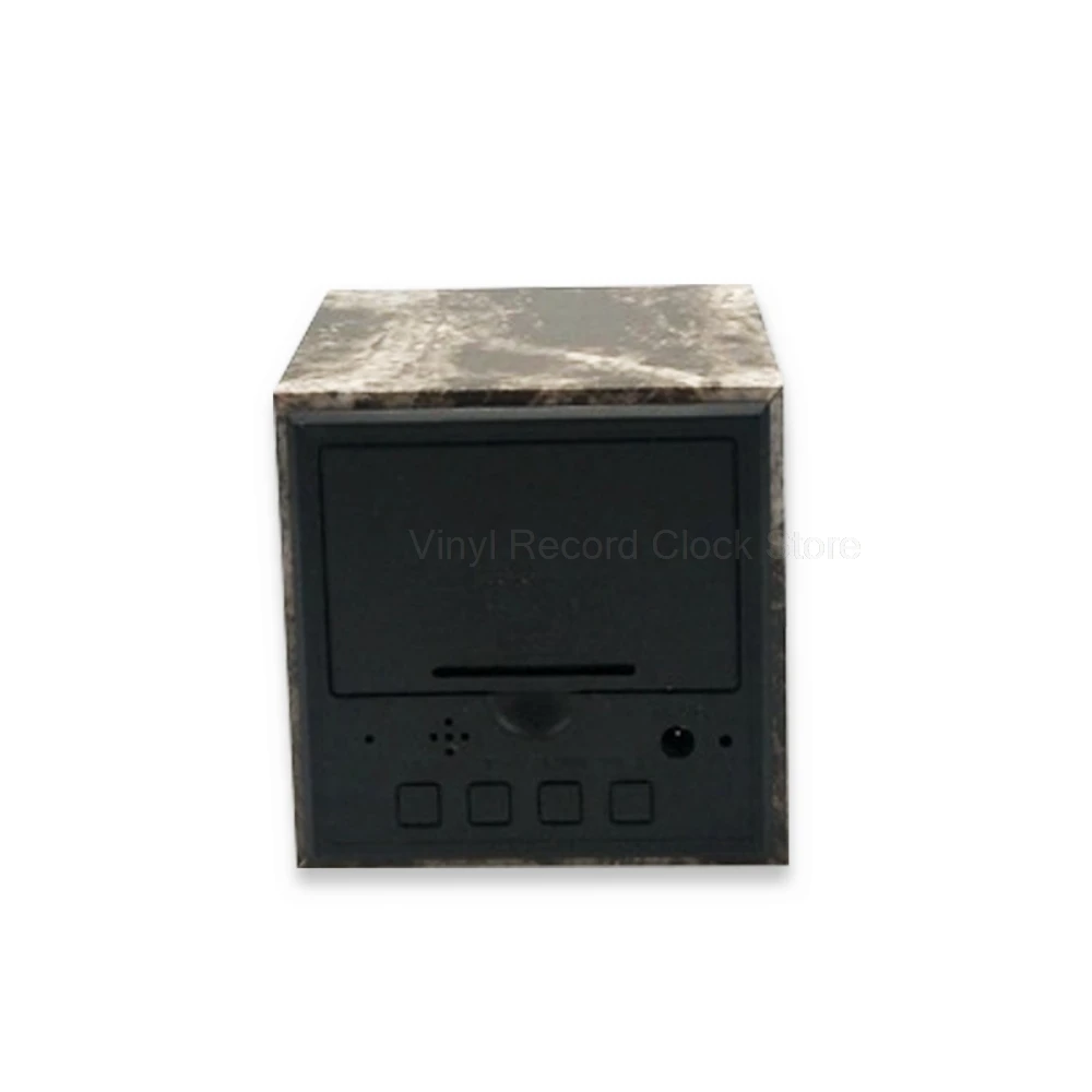 Marmurowy Wzór Drewniany Budzik Nocne LED Sound Control Alarm Clock Cube Digital LED Bedroom Alarm Clock