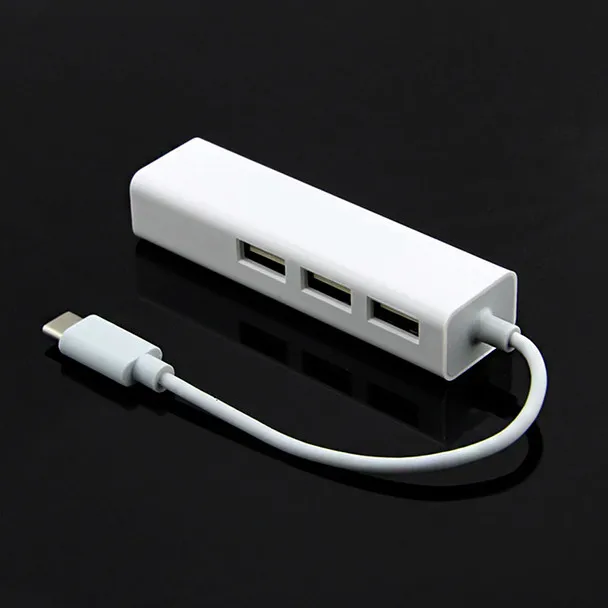 USB-C HUB LAN Adapter Ethernet RJ45 Do laptopa MacBook Pro z 3 portami USB Splitter Type-C dla Samsung S9 TV Nintendo PS5