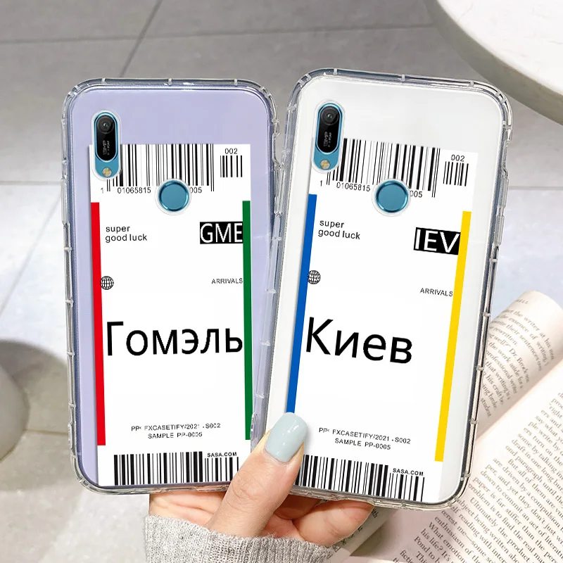 Air Ticket World City Label Etui do telefonu Xiaomi Redmi Note 8T 8 Pro 8A Miękki TPU Fioletowy Przezroczysty Funda Xiaomi Redmi 8A Note 8 Pro