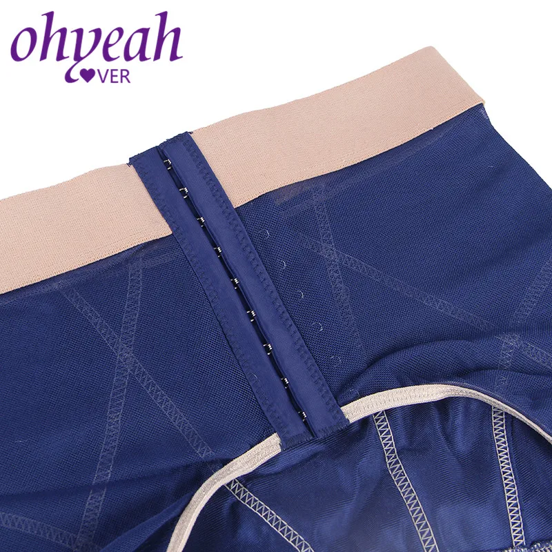 Ohyeahlover Underwear Sexy Women Exotic Lingerie Set Ciemny Niebieski Biustonosz Zestaw Z Beżowym koronkowym nakładki Podwiązka Przezroczysty Plus Rozmiar RM80186