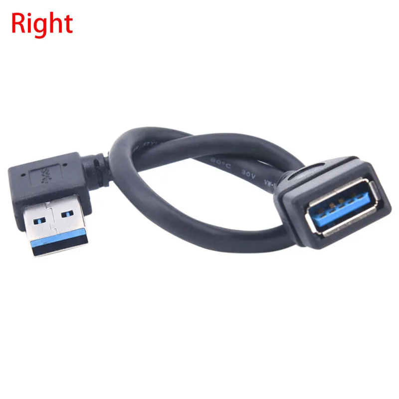 Uniwersalny Lewy/prawy USB 3.0 Male A To Female A Up Kąt 90 Stopni Extension Data Sync Cord Kabel USB Extension 20 cm Kabel