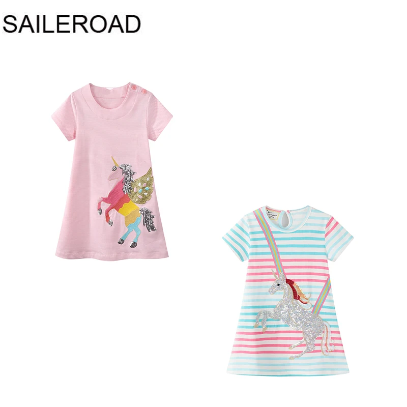 SAILEROAD 2 szt. Gwiazda Błyszczy Letnia Odzież dla dziewczynek zwierząt Aplikacja dla Dzieci, sukienki dla dziewczynek Strój dla Dzieci Księżniczka Vestido