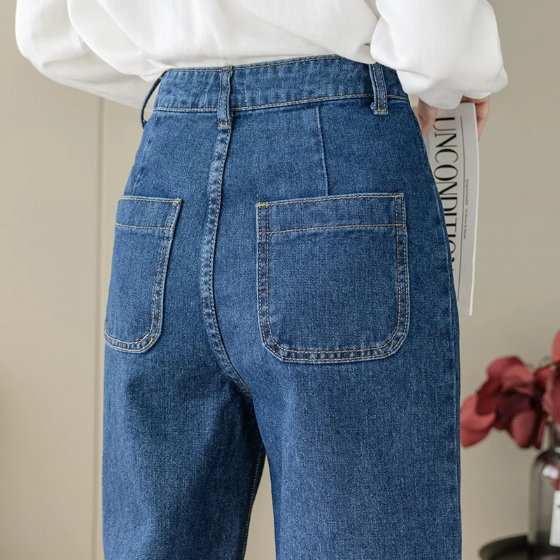 ZOENOVA Damskie Patchwork Denim Spodnie Twórczego Kieszeń Projektu Trend Street Wysoka Talia Szerokie spodnie Jeansowe Dla 2021 Roku Lato Nowy