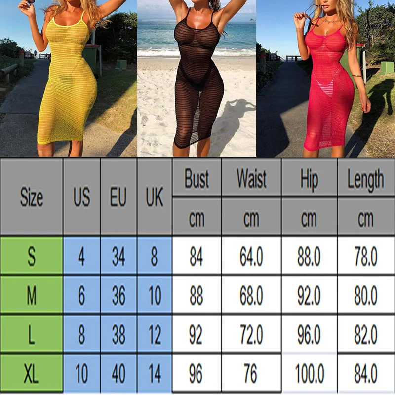 SpringNew Fashion Mesh See-through Beach Dress Ladies Bikini Sexy Women ' s Swimwear Suit Beachwear Long Cover Ups Plus Size