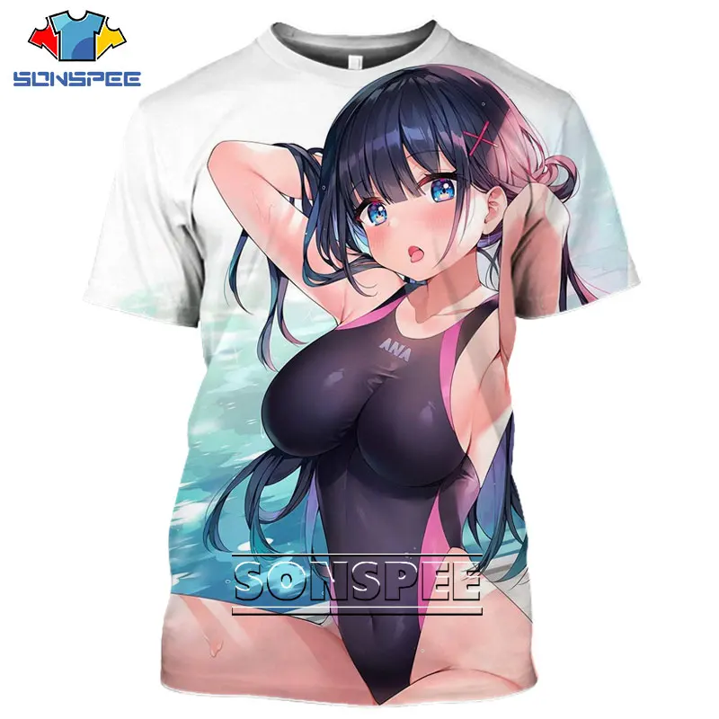 SONSPEE Anime 3d Drukowanie t-Shirt Re:Zero Rem Plaża strój Kąpielowy Sexy Dziewczyna Mężczyźni Kobiety Moda t-Shirt Harajuku Homme Z Krótkim Rękawem