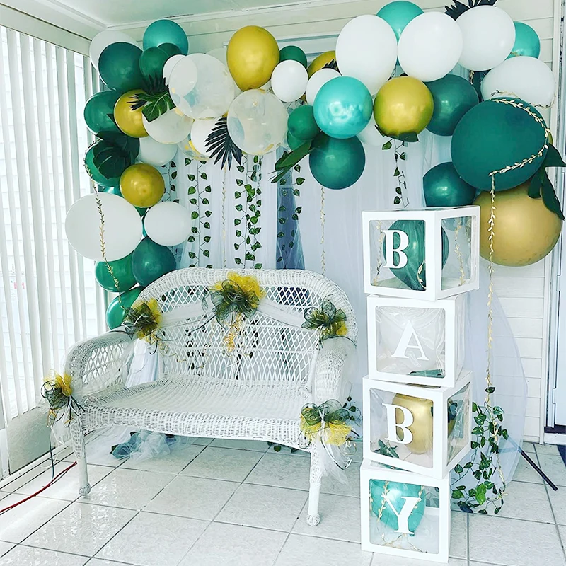 Joy-Enlife Przezroczyste Pudełko Nazwy List Balon Baby Shower Ozdoby Pierwszy 1 Urodziny Jungle Party Balony Partii Wystrój Prezent