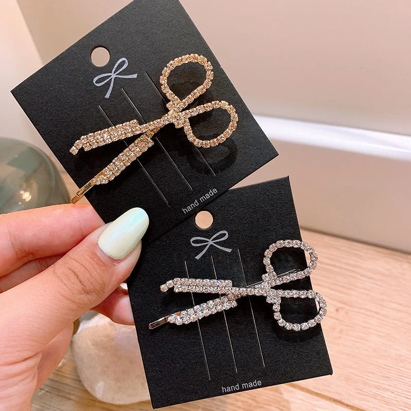 Elegancki rhinestone Nożyczki w kształcie Stadniny Diamentowe Akcesoria Do Włosów dla Dziewczynek Kobiet M88