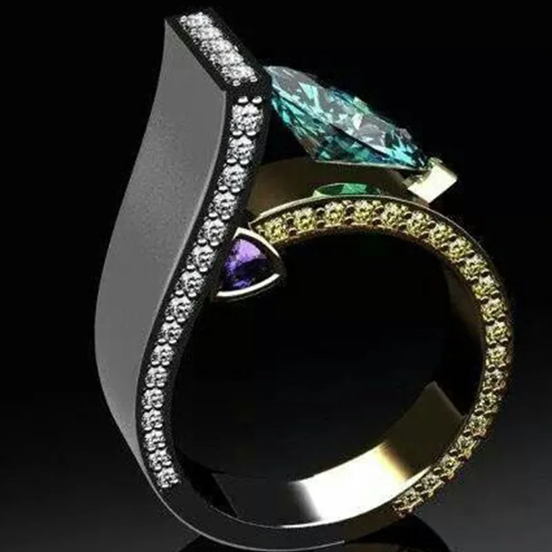 Tajemnica Nowoczesny Biały Cyrkon Kamień Pierścień Boho Kolor Czarny Palec Pierścień Mężczyzna Rocznika Pierścionki Zaręczynowe dla Kobiet 2021 Boho Biżuteria Prezenty