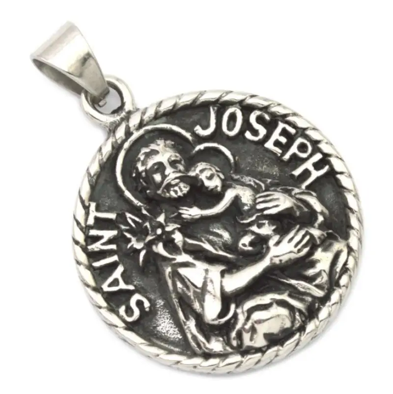 Biblia, Chrześcijaństwo Święty Józef Trzyma Jezusa Rocznika Męskie Medale Naszyjnik Wisiorek
