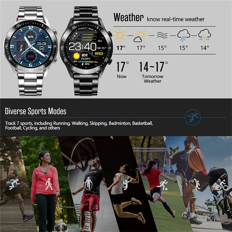 LIGE 2021 New Full touch Smart Watch Męskie Zegarki Sportowe IP68 Wodoodporny Monitor pracy serca Smartwatch for IOS Android phone +Box