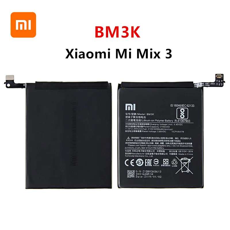 Xiao mi Original BM3K 3200mAh Battery For Xiaomi Mi Mix 3 Imix3 BM3K Highquality Phone Replacement Batteries +Tools