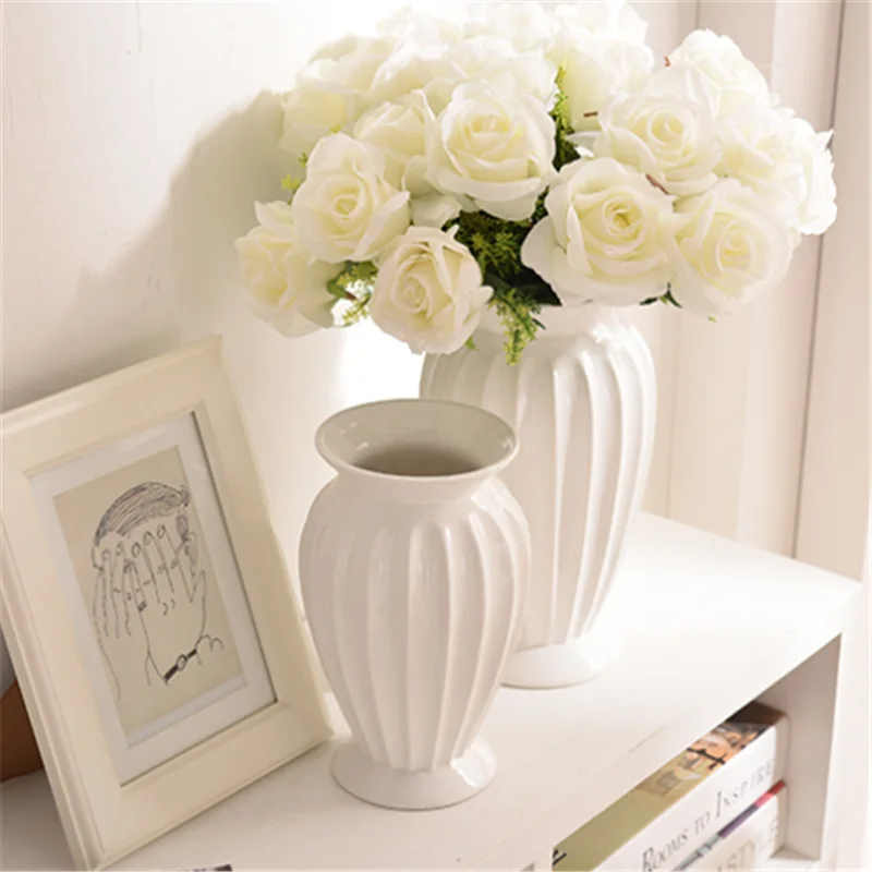 Nowoczesny, Minimalistyczny Styl Europejski Ceramiczny wazon, biały i niebieski Wazon do Dekoracji domu wystrój domu wazony dekoracje wazony