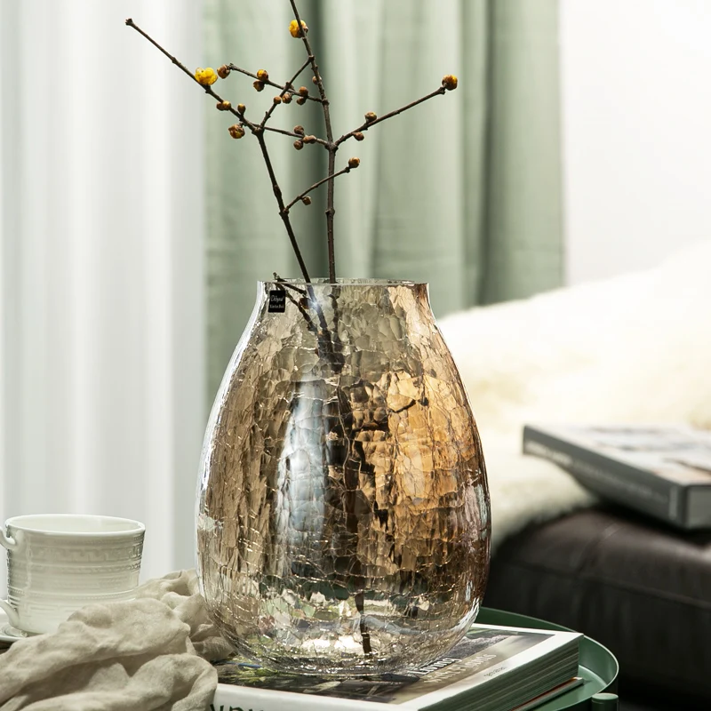 Lekkie luksusowe rzemieślnicze dekoracji, lekka lodowa kwiat wazon szklany, bardzo duża przezroczysta polewa