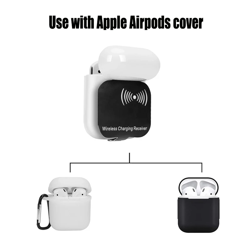 Qi Wireless Charger Receiver for Apple Headphone Airpods, Bezprzewodowy Odbiornik Fast Wireless Charge Adapter for Apple Headphone