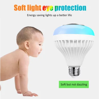 Bluetooth Lampa Głośnik Smart LED RGB Kolor Lampy Światła E27 Z Pilotem Zdalnego Sterowania Wielokolorowe Światła E27