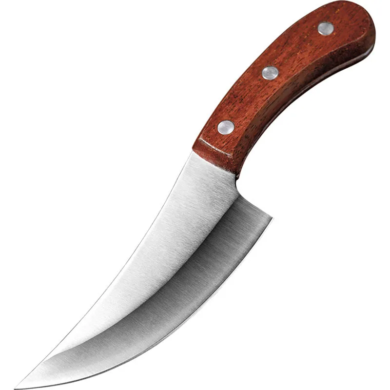 Nowy Nóż Kuchenny 5,5 Cali Tasak Fiszbinami Noże Full Tang Rękojeść Szef Kuchni Nóż Kuty Narzędzie Do Gotowania Skórzane Pochwy Pokrywa