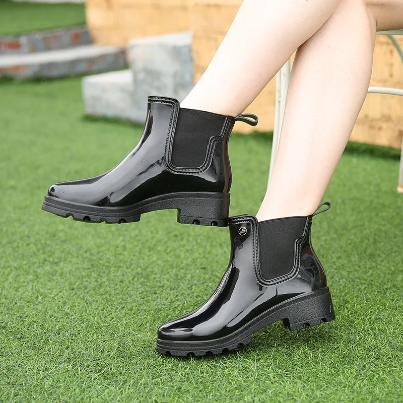 Marka Mazefeng Water Shoes Damskie botki Deszczowe buty PCV rainboots panie for Women 2020 Solid Color Fashion Fishing Boots Kostki