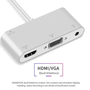 Lightning, Adapter Lightning Port to HDMI-compatible/VGA/3.5 mm Headphone Jack Adapter 1080P Converter