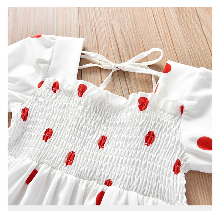 Baby Girls Summer Clothes New Fashion Round-Neck Dot Print Warstwami Wedding Dresses Baby Children Costume 2 To 8 Year Girls Dress