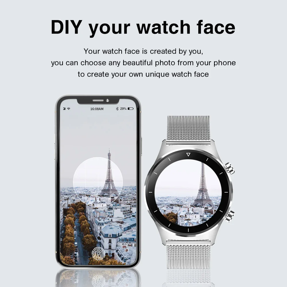 E1-3 Smart Watch Men 1.28 cali Pełny Ekran Dotykowy IP68 Wodoodporny Bluetooth 5.0 Sport Fitness Tracker Smartwatch Dla Androida i IOS