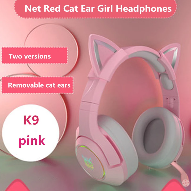 Słuchawki Cat Ear Przewodowy zestaw Słuchawkowy do Gier Pink Boy Stereo Headset-Słuchawki USB Double 3.5 mm Jack Szybka wysyłka