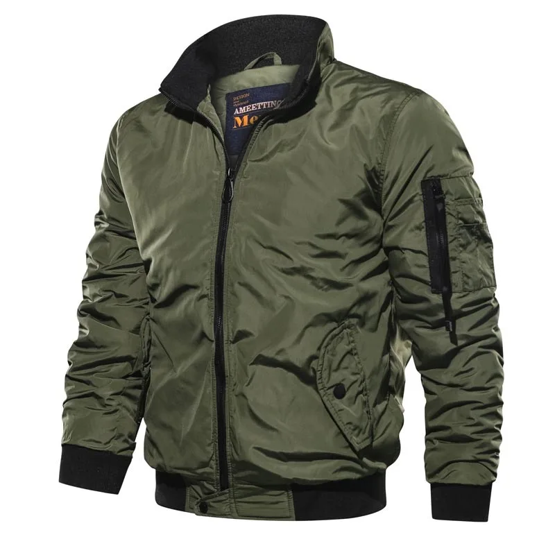 Mcikkny Men Fashion Casual Bomber Jacket Military Cargo Outwear Płaszcz dla mężczyzn Rozmiar L-5XL Kieszenie Na Zamek